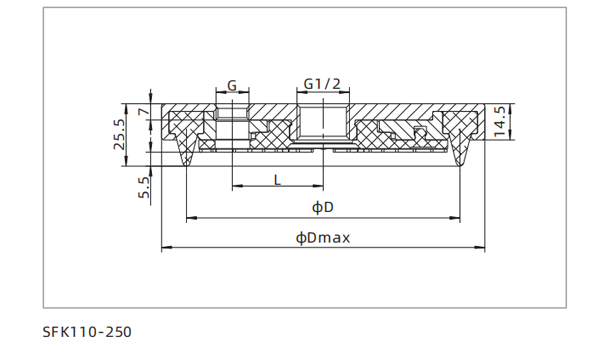 Dimensions Flat Suction Cup Special for Objects with Rough Surface Dimensions Flat Suction Cup Special for Objects with Rough Surface