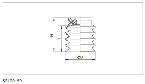 Dimensions 4.5 Bellows Suction Cup SBL20-50 Dimensions 4.5 Bellows Suction Cup SBL20-50