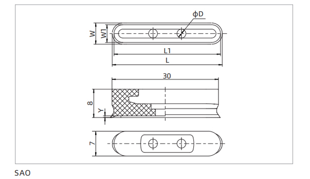 Dimensions Oval Flat Suction Cup SAO SAO4×30-SAO8×30 Dimensions Oval Flat Suction Cup SAO SAO4×30-SAO8×30