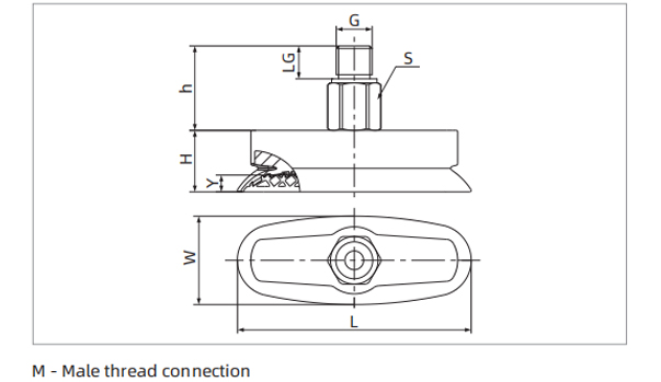 Dimensions Oval Flat Suction Cup Special for Long and Narrow Objects M-Male Thread Connection Dimensions Oval Flat Suction Cup Special for Long and Narrow Objects M-Male Thread Connection